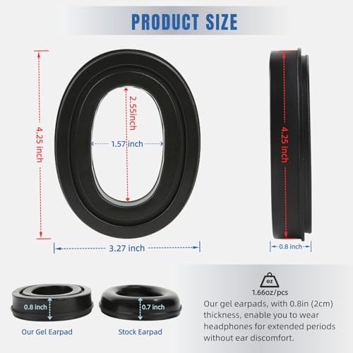 Image of Gel Ear Cushions Inserts Fit for 3M Peltor X1A-X5A Headsets, PROHEAR 037 /033, ZOHAN EM042 /033, Peltor Tactical 100 /300 /500, Peltor 7004 Headphones