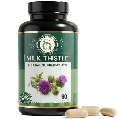 Sownandgrown Liver Cleanse Detox & Repair Supplement Milk Thistle with 80% Silymarin Choline & Inositol Support Liver Health Non-GMO Gluten-Free 60 Vegetarian Capsules