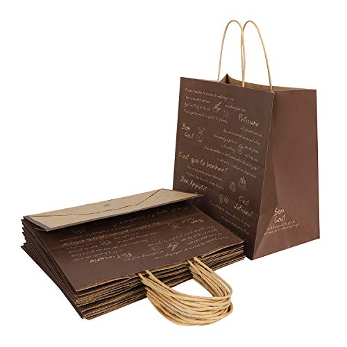 IBLUELOVER - Bolsa de Regalo Kraft con Asas de Papel para cócteles, Galletas, pastelería, Organizador, Almacenamiento, Bolsa de Regalo, Boda, cumpleaños y Navidad, marrón, pequeño