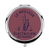 Parfait pour offrir en cadeau Fabulous Miroir de Poche en métal Rouge - Le Meilleur Electricien du Monde Métier Electricité Maison - (Diamètre 70 mm)