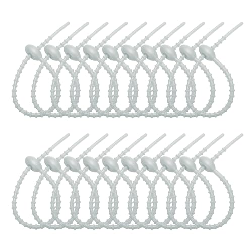PATIKIL 8 Inch Silicone Cable Ties, 20pcs Rubber Reusable Twist Zip Ties Organizer for Home Office Kitchen Food bags Wires Adjustable Bag Clip, Grey