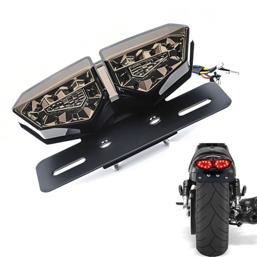 Anki HappiGo Motorcycle Tail Light Motorcycle Integrated Brake Tail&Turn Signal Light with License Plate Bracket for Harley Honda Yamaha Suzuki Motorbikes ATVsBlack
