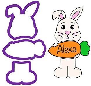 Bunny Holding Carrot - Juego de cortadores de galletas de 3 piezas, cortadores de galletas de Pascua, cortadores de galletas de animales, cortador