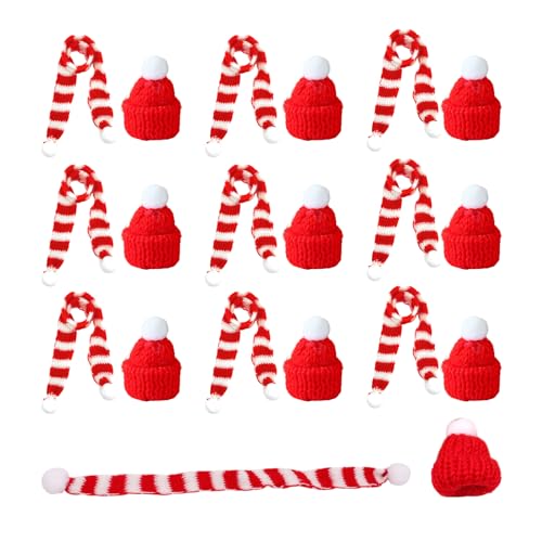 Kleine Weihnachtsmützen 31 20 Stück Mini Weihnachtsmütze und Schal Set, Mini-Strickmütze des...