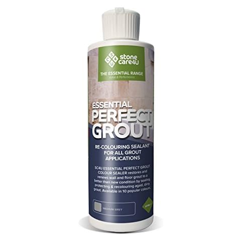Essential Perfect Grout 237ml Colour Sealer (Medium Grey) Restore & Renew Old Kitchen, Bath, Wall & Floor Grout. Superior Alternative to Grout Pen or Paint. Long-Term Sealing Protection - Stonecare4u Cover