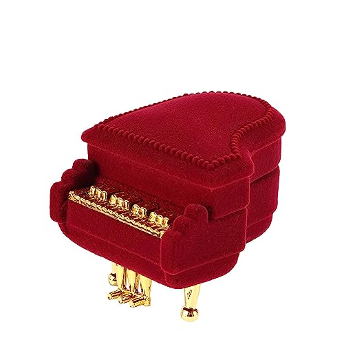 Leadigol 1 linda caixa de anel de piano, caixa de joias portátil em forma de piano, caixa de joias de veludo porta aliança