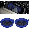 Bittwee 2PCS Car Cup Coaster, Silicone Vehicle Insert Water Bottle Mats Spill Holder, Non-Slip Waterproof Cup Holders, Automotive Interior Cup Pad Accessories, Universal for Most CarsBlack/Dark Blue