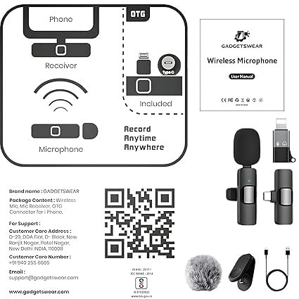 Image of K9 Furry Wireless Lavalier Microphone with Type-C & iOS Lightning Pin - Dual Noise Cancelling Clip On Mic for YouTube, Vlogging, Podcast, Interview, Reels & Live Streaming