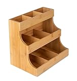Vertical Tea Bag Organizer Wood Box Storage Box Teabags Holder Tabletop Chests for Tea Storage Tea Bag Organiser for Tea Bag Coffee Capsules Sugar Packets Storage for Home Kitchen Office Café