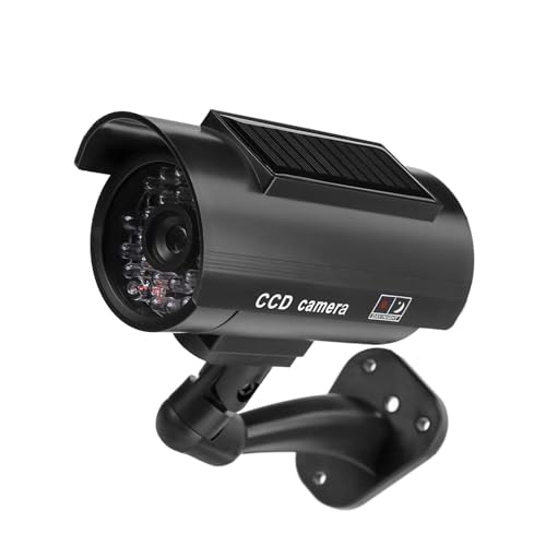 Dioche Camara Vigilancia Falsa, Cámara de Seguridad Falsa simulada de energía Solar, cámara de vigilancia antirrobo con Forma de Bala Impermeable para Exteriores con luz LED Intermitente