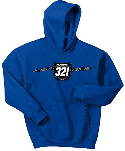 Just Ride Motocross Number Plate Custom Personalized Hoodie Sweat Shirt Royal Blue YZ - Main Image