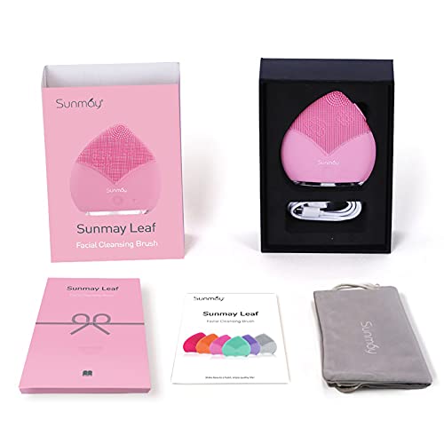 SUNMAY Sonic Facial Cleansing Brush & Face Massager, Electric Exfoliator Cleanser Machine with Timer & Waterproof Silicone for Deep Cleansing Face Wash Scrub Exfoliating, USB Rechargeable (Pink) - Image 8