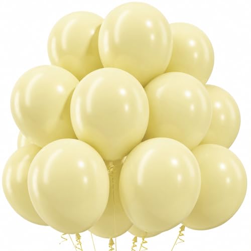 Image of Togvu Pastel Yellow Balloons, 50Pack 12 Inch Light Pale Yellow Latex Party Balloons for Birthday Wedding Baby Shower Sunflower Easter Party Decorations Supplies