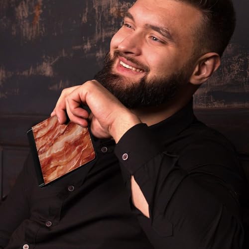 Bacon Food Bifold Wallet Hidden Compartments Pocket Money with Credit Card Holder for Men Women4