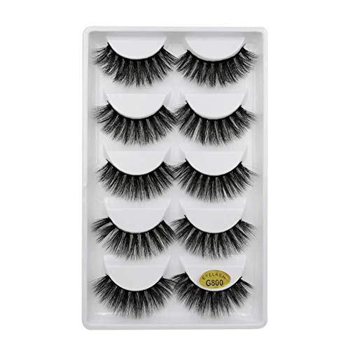 5ペア 3D ミンク まつげ 超濃密 舞台用 化粧 ナチュラル つけまつげ ロングまつげ のエクステンション フェイクまつげ 手作り (G800)