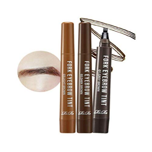 [RIRE] Fork Tattoo Eyebrow Lasts up to 8 days! Long Lasting Waterproof Tattoo Eyebrow (02 Dark Brown)