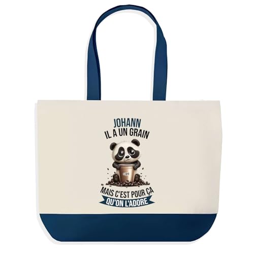 Sac de shopping bleu Planetee Johann Panda Grain grand format pour courses