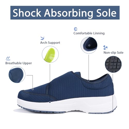 Image of Diabetic Shoes for Men Women, Adjustable Extra Wide Slip-on Walking Shoes with Arch Support, Therapeutic Cushioning for Swollen Feet Neuropathy Edema, Orthopedic Hook and Loop Closure for Seniors