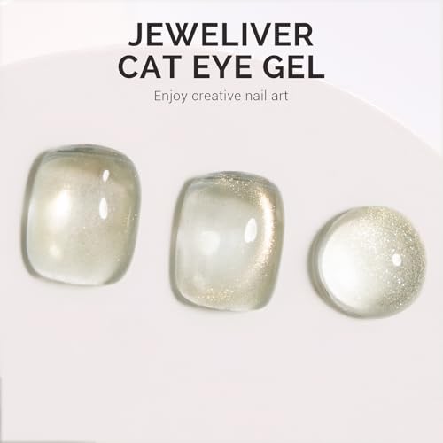 Image of MelodySusie Jeweliver Cat Eye Gel Nail Polish, Bright Gold Glitter Holographic Magnetic Nail Polish with Magnet,0.5 Fl Oz, UV Nail Polish for Nail Art Manicure Salon DIY at Home G1060