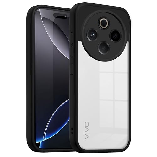 Image of V-TAN Back Cover for Vivo T4 5G / iQoo Z10 5G Compatible Case, Transparent Clear, TPU, Camera Protective Shockproof Cover (Black)