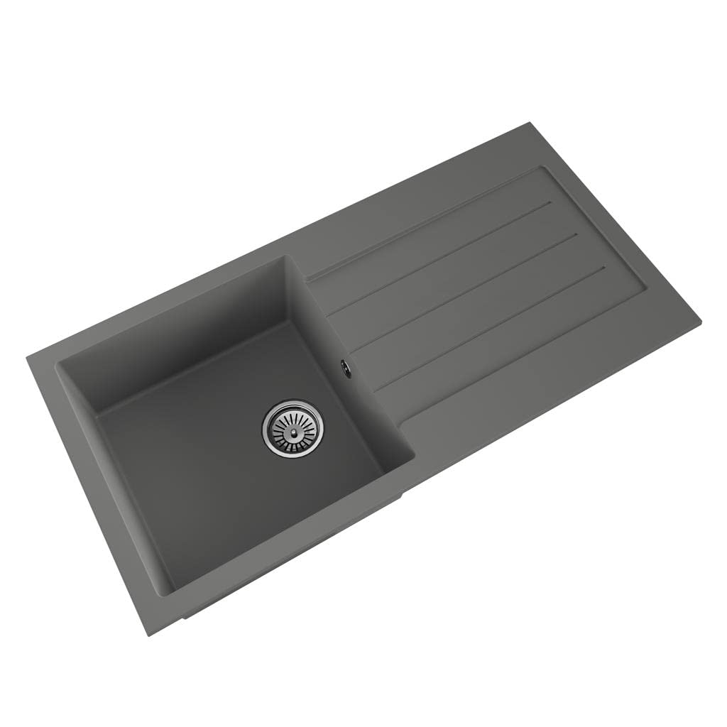 Liquida ELL10GR 1.0 Bowl Comite Reversible Inset Grey Kitchen Sink with Waste