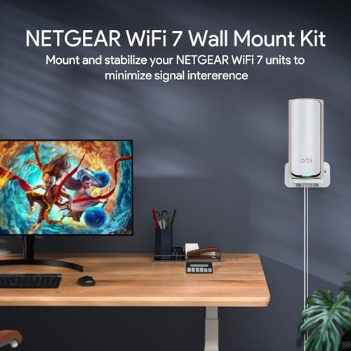 Image of EDUP Orbi WiFi 7 Mesh Wall Mount Kit for Netgear Orbi, White, 2-Pack | Fit for Orbi 360 /370 /870 /970 & Nighthawk WiFi 7 (RBEWMB-10000S), Durable ABS, Space-Saving Design, Easy Installation