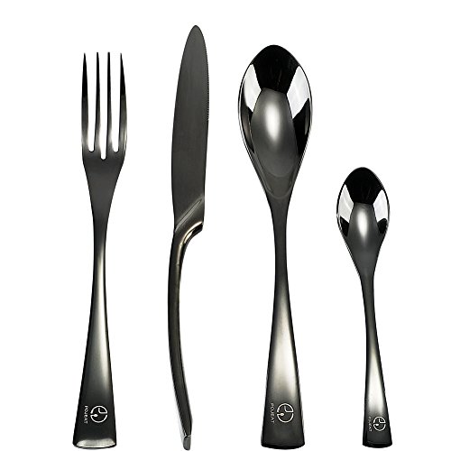 Silverware Flatware Black Set 304 Stainless Steel 18/10 Cutlery Tableware Service For 1