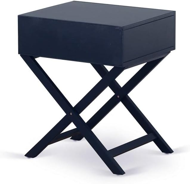 East West Furniture HANE15 One Pc Wonderful Hamilton Night Stand with Drawer, 1-Pack, in Navy Blue Finish