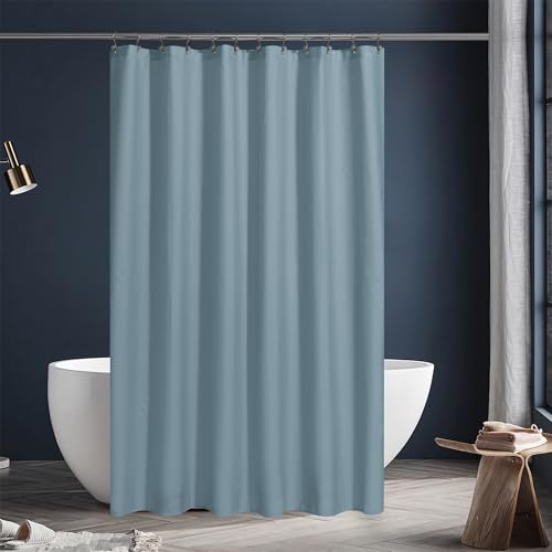 Image of N&Y HOME Fabric Shower Curtain or Liner with Magnets, Blue Fog | Hotel Quality, Machine Washable, Water Repellent, Standard Size
