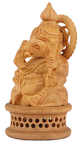 Estatua de Madera de Lord Ganesha Tallada a Mano miniatura 7