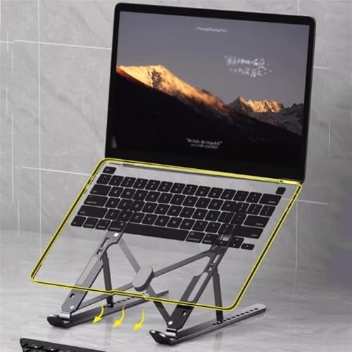 Support pour ordinateur portable de bureau en aluminium gris argenté réglable - 8