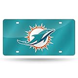 Rico Industries Kennzeichenanhänger aus Metall mit Lasereinlage NFL Miami Dolphins Laser eingelegtes Metallkennzeichen, blaugrün, 6 x 12-