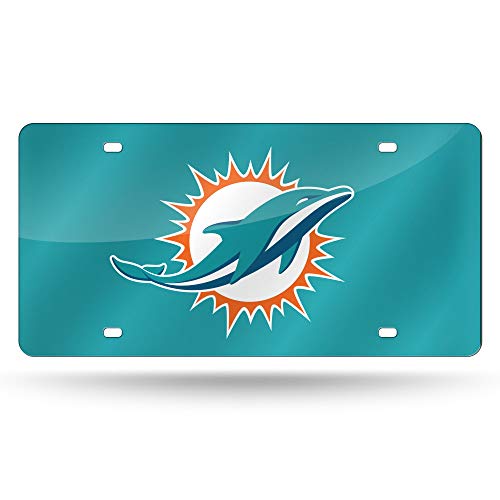 Plaque d'immatriculation Miami Dolphins avec incrustation laser haut de gamme Rico