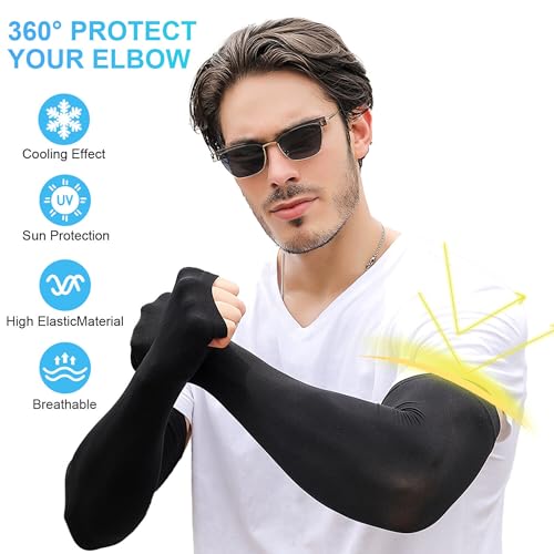 Image of Yuneek Arm Sleeves For Men & Women UV Sun Protection, UPF 50 Cool Arm Hand Cover Unisex For Bike ride,Golf,cricket,cycling,yoga,gym Sports