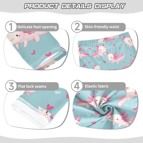Boccsty Cartoon Pink Axolotls Hearts Girls Leggings Kids Yoga Pants Dance Active Tights 4T3