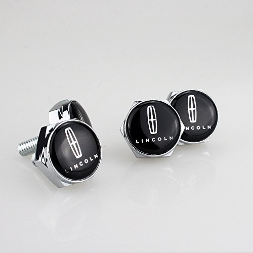 TKXT 4 Pcs Separate Zinc Alloy Logo License Plate Frame Bolt Screws Fastener for Lincoln（Black）