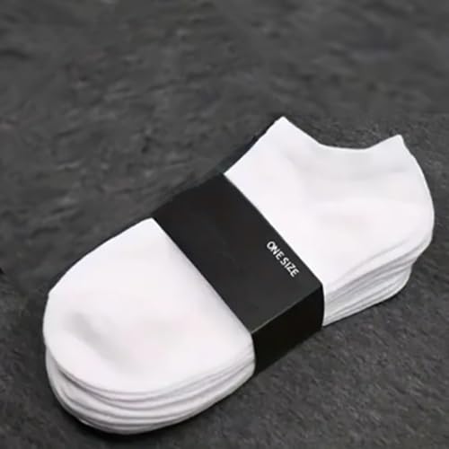 5 Pairs Low-Cut Sports Ankle Socks - Breathable & Comfortable Unisex Short Socks for Spring & Summer - WHITE