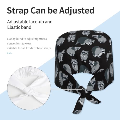 Image of Working Cap Scrub Cap with Sweatband Adjustable Unisex Women Tie Back Hat Nurse Surgical Caps