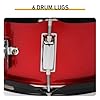 Lykos 12in 12 x 5.5 inches Professional Marching Snare Drum & Drum Stick & Strap & Wrench Kit Black (Red) #4