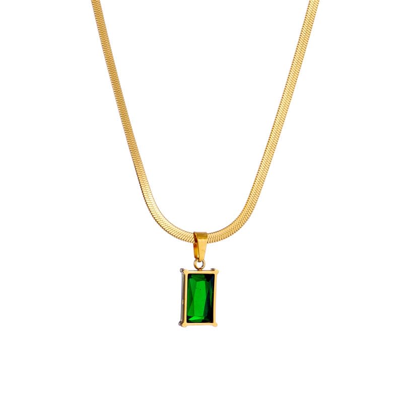 Ankaha Anti Tarnish 18K Gold-Plated Snake Chain Necklace with Green Rectangle Pendant | Chain for Women & Girls | Classy Minimal Jewelry Gift | Lightweight, Skin-Safe, Hypoallergenic, Lightweight Statement Necklace | Fashion Jewelry | Gift for Her-image-25