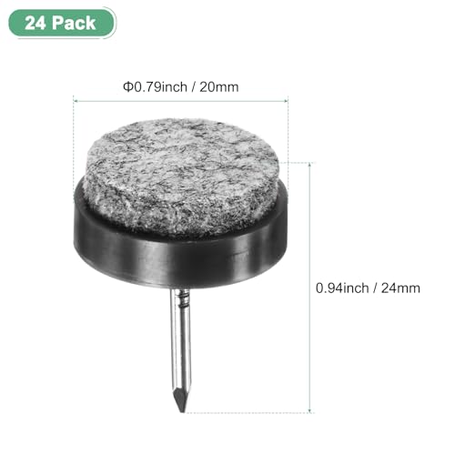 Image of M METERXITY 24-Pack Furniture Felt Pads Nail-on, 0.79 inch (20mm) Heavy Thickening Felt Round Pad for Chair /Table, Hardwood Floor Protector [Black]