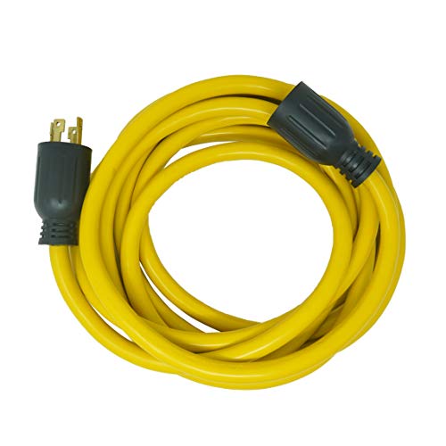 Southwire Generator Cord - 10-Gauge Heavy Duty Electrical Power Cable with L14-30 Locking Plug & Receptacle - Dual Voltage 125V/250V - Molded Connectors - Weather Resistant - Yellow & Black - 20 Feet by Southwire - Used condition - US$39.45