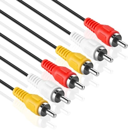 TECHZOCO Cable de 3 RCA Macho, Cable de Audio Video Estéreo Macho, cable AV RCA, cable compuesto video y audio, 3x RCA macho a Macho, 1.50 Metros
