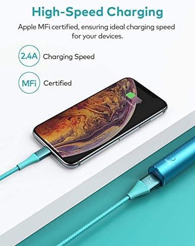 iPhone Charger, Xcentz 2Pack 10ft iPhone Charger Cable Long [Apple MFi Certified] Nylon Lightning Cable Fast Charging Cord Charger for iPhone 11 Pro Max Xs MAX XR X SE 8 7 6S Plus, iPad (Blue)