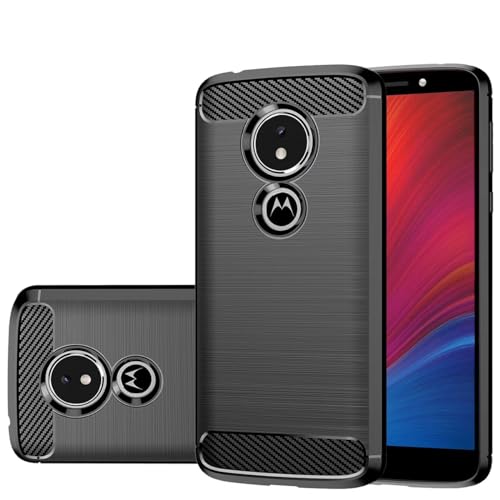 Gufuwo Funda para Moto G6 Play Case, para Motorola E5 Estilo Delgado de Fibra de Carbono con Respaldo Suave de TPU Funda Protectora Antiarañazos y Antigolpes para Motorola Moto E5 Negro