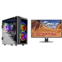 SkyTech Blaze II Gaming Computer PC Desktop &amp; Sceptre 24&quot; Professional Thin 75Hz 1080p LED Monitor 2X HDMI VGA Build-in Speakers, Machine Black