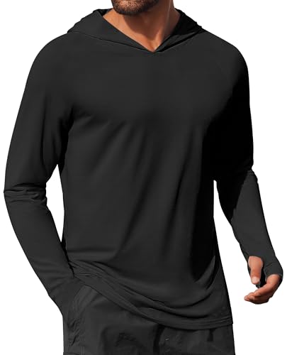 COOFANDY Mens UPF 50+ Hoodie Shirts Long Sleeve Rash Guard Sun Protection Fishing Shirts Lightweight Quick Dry Hoodies