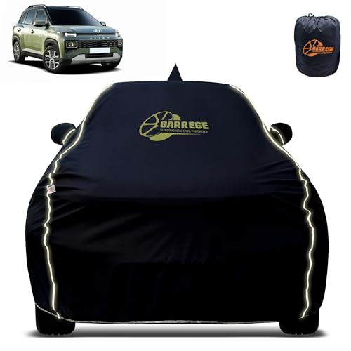 Image of Reflector Waterproof Car Cover for Hyundai Exter with Mirror & Antenna Pocket | All Weather Protection | Washable Fabric | Black Color