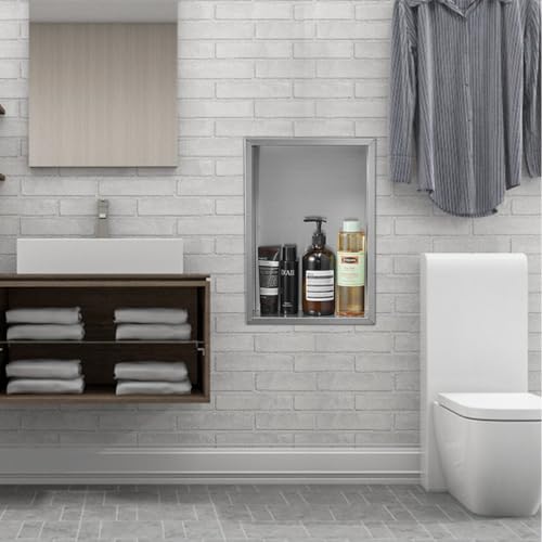 Niche de douche encastrée en acier inoxydable finition brossée