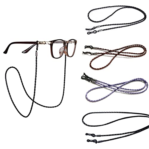 Correa Gafas, Correa Gafas Cuero, Cordones Para Gafas, 4 Piezas Correa Gafas Cuero de PU, Cadena De...